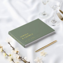 Elegant Modern Sage  and Gold Wedding Guest Book