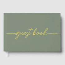 Elegant Modern Sage and Gold Wedding Guest Book