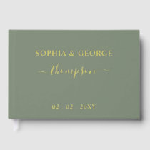 Elegant Modern Sage Gold Wedding Foil Guest Book