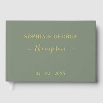 Elegant Modern Sage Gold Wedding Guest Book