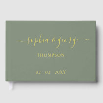 Elegant Modern Sage Gold Wedding Guest Book