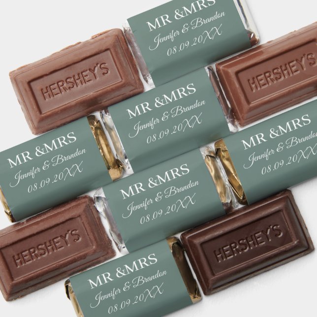 Elegant Modern Sage Green Calligraphy Wedding Hershey's Miniatures (Assorted)