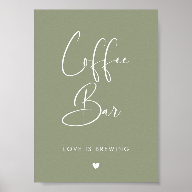 Elegant & Modern Sage Green  Coffee Bar sign (Front)
