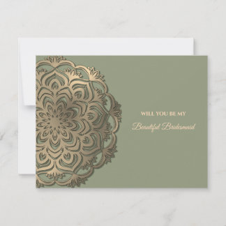 Elegant Modern Sage green gold bridesmaid proposal Invitation