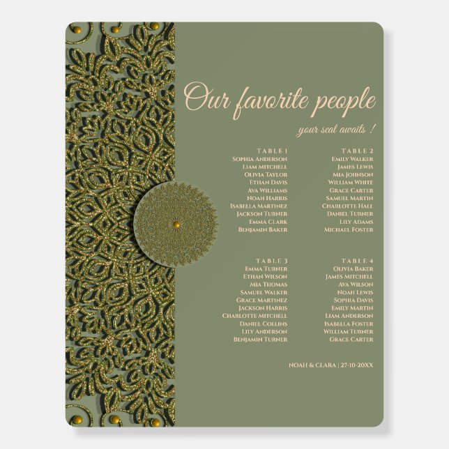 Elegant Modern Sage green & gold classic mandala F Foam Board (Front)