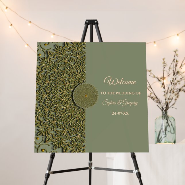 Elegant Modern Sage green & gold classic mandala F Foam Board (In Situ (Stand))