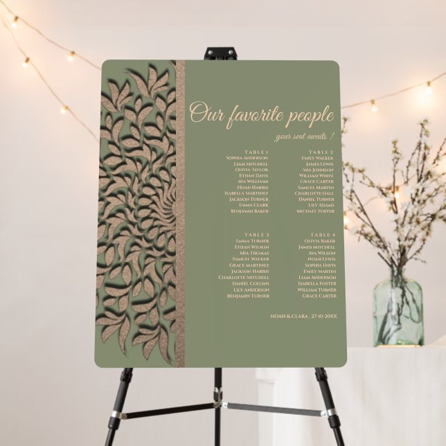Elegant Modern Sage green & gold classic mandala F Foam Board (In Situ (Stand))