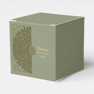 Elegant Modern Sage green & gold classic mandala Favor Boxes