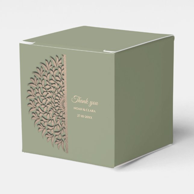 Elegant Modern Sage green & gold classic mandala Favor Boxes (Front Side)