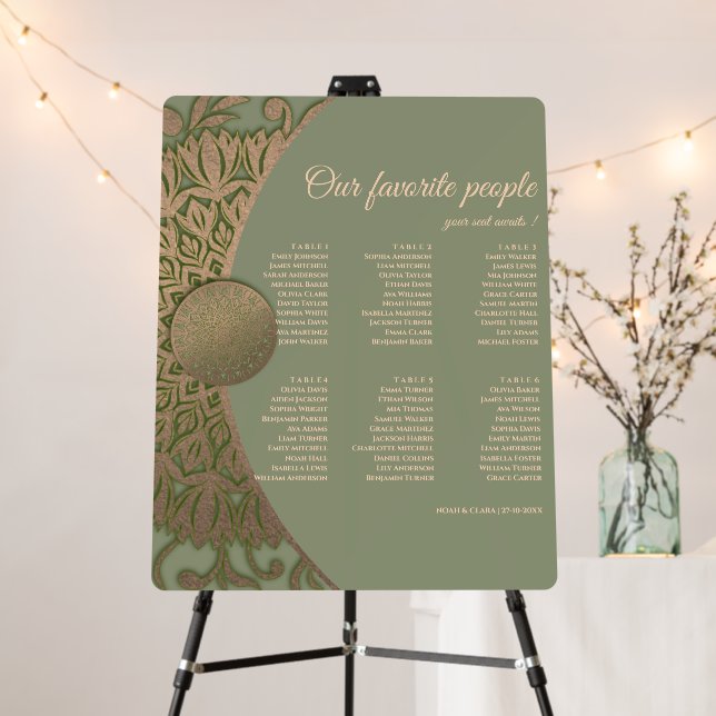 Elegant Modern Sage green & gold classic mandala Foam Board (In Situ (Stand))