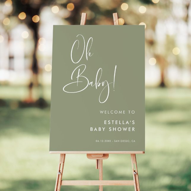 Elegant & Modern Sage Green Oh Baby Sign (Creator Uploaded)