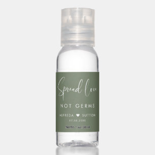 Elegant & modern sage green Spread love not germs Hand Sanitizer