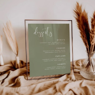 Elegant Modern Sage Green Wedding Dessert Bar sign