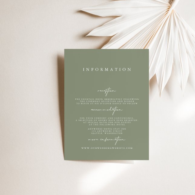 Elegant Modern Sage Green Wedding Enclosure Cards (Creator Uploaded)