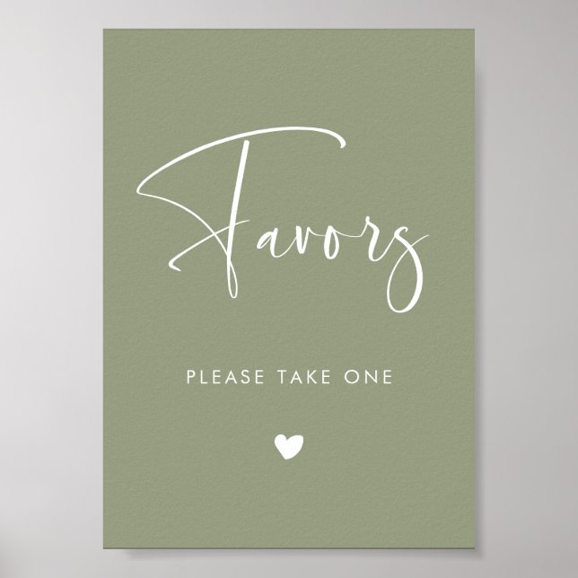 Elegant & Modern Sage Green wedding Favors sign (Front)