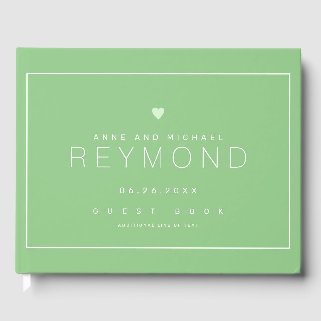 elegant modern sage green wedding guest-book guest book (Front)