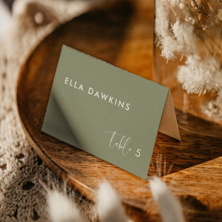Elegant modern sage green wedding guest place card