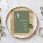 Elegant & modern sage green wedding menu<br><div class="desc">A modern typography and a trendy sage green color for your wedding stationery: choose this simple and elegant wedding suite. Fully customizable: you can change the background as well as the text color as you like.</div>