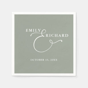 Elegant Modern Sage Green Wedding Napkins