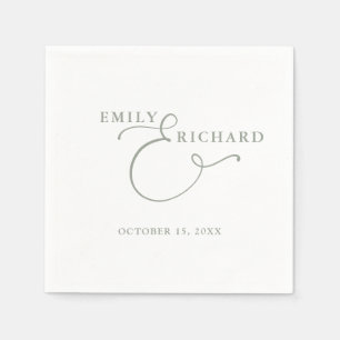 Elegant Modern Sage Green Wedding Napkins