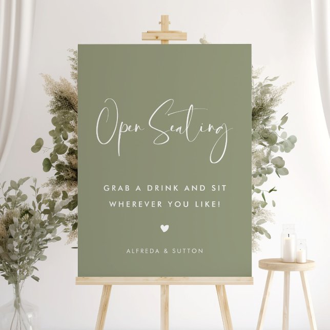 Elegant & Modern Sage Green wedding Open Seating Foam Board (Creator Uploaded)