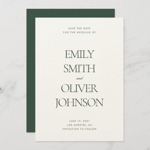 Elegant Modern Sage Green Wedding Save The Date