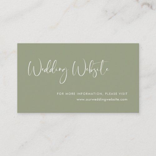 Elegant  modern Sage green wedding website card