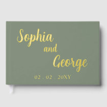 Elegant Modern Sage Wedding Foil Guest Book