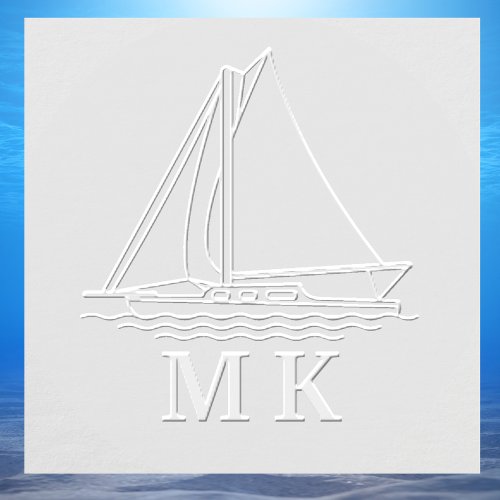 Elegant Modern Sail Boat Monogrammed Embosser