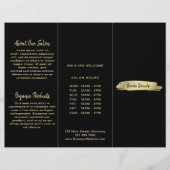 Elegant Modern Salon Black Gold Trifold Brochure (Front)