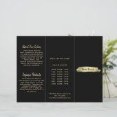 Elegant Modern Salon Black Gold Trifold Brochure (Standing Front)