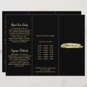 Elegant Modern Salon Black Gold Trifold Brochure (Front/Back)
