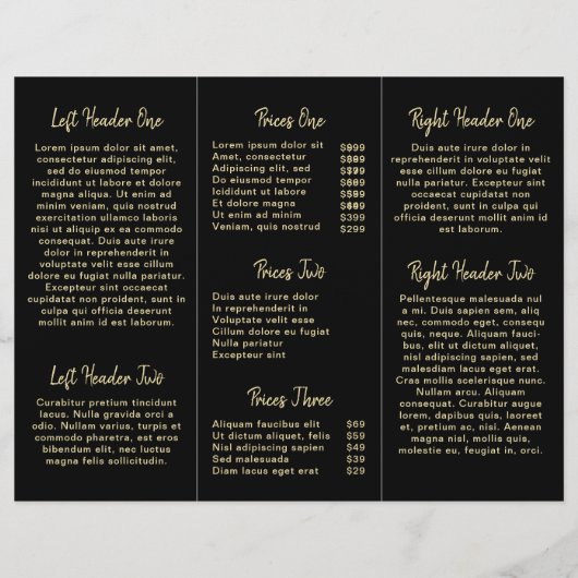 Elegant Modern Salon Black Gold Trifold Brochure (Back)
