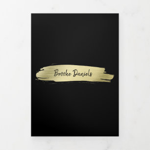 Elegant Modern Salon Black Gold Trifold Brochure