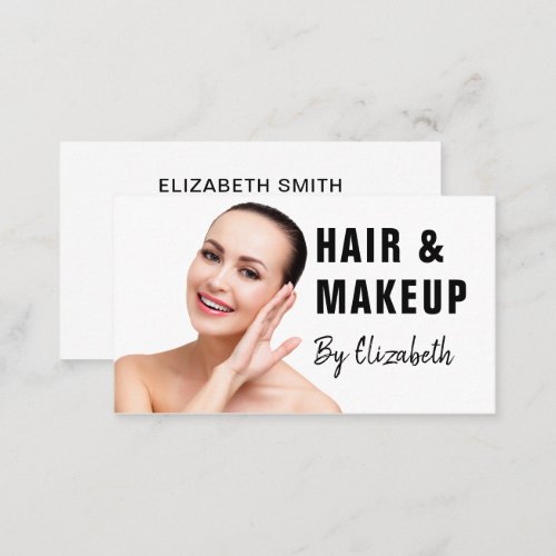 Elegant Modern Salon Hairstylist Photo Script  Business Card