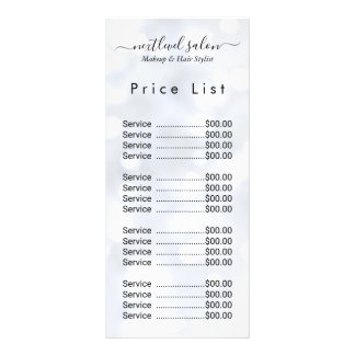 Elegant Modern Salon Price List Rack Card 