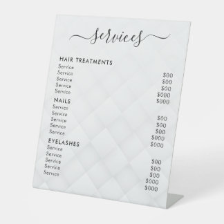 Elegant Modern Salon Spa Service Price List Pedestal Sign