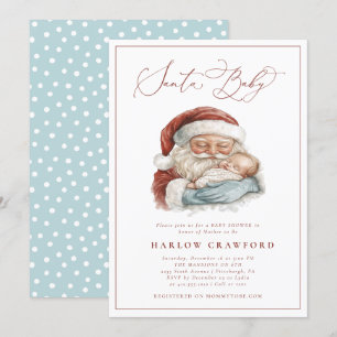 Elegant Modern Santa Baby Baby Shower Invitation