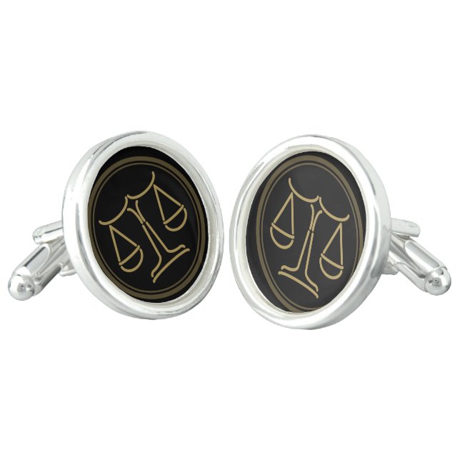 Elegant Modern Scales of Justice Cufflinks (Angled)