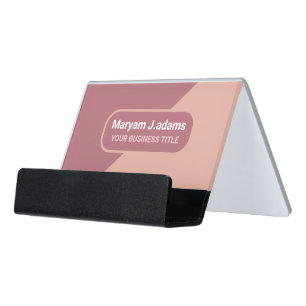 Elegant Modern (Scan QR Code) Rose Gold Desk Business Card Holder