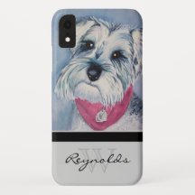 Elegant Modern Schnauzer w Black Monogram Name