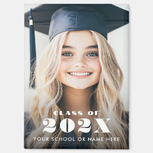 Elegant modern school name year photo graduation magnet