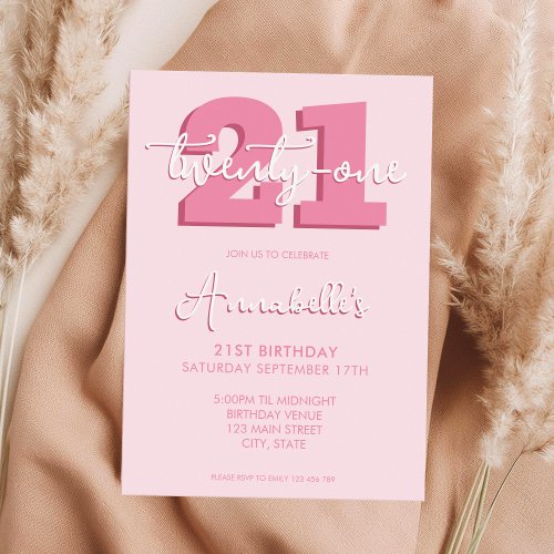 Elegant Modern Script 21st Birthday Invitation