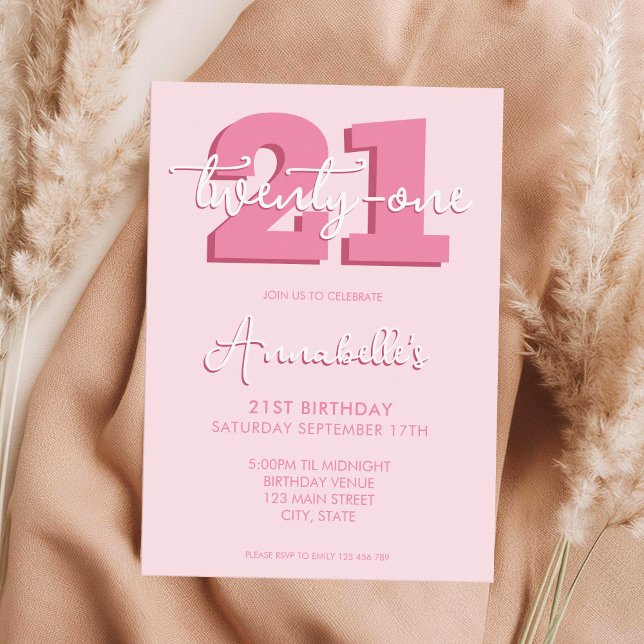 Elegant Modern Script 21st Birthday Invitation (Creator Uploaded)