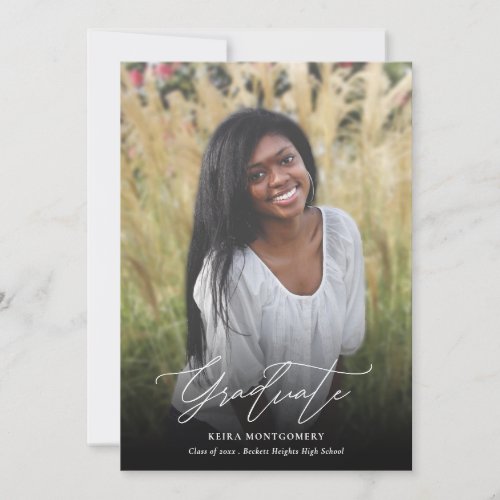 Elegant Modern Script 2 Photo Graduation Announcement