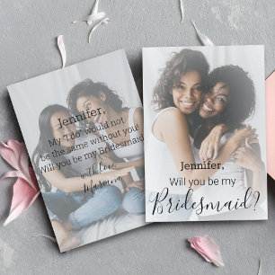elegant modern script 2 photos bridesmaid proposal invitation