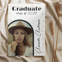  Elegant Modern Script Arch Photo Gold Graduation 