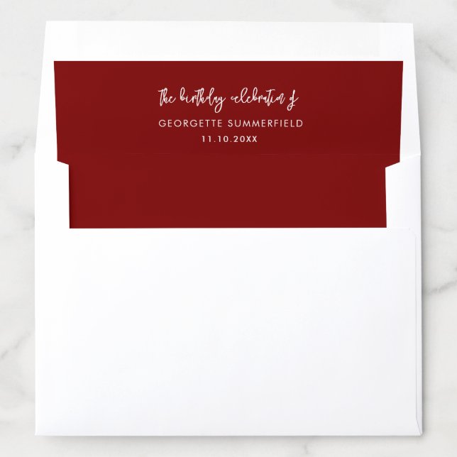 Elegant Modern Script Birthday Envelope Liner (In Envelope)