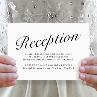 Elegant Modern Script BlackWhite Wedding Reception Holiday Card