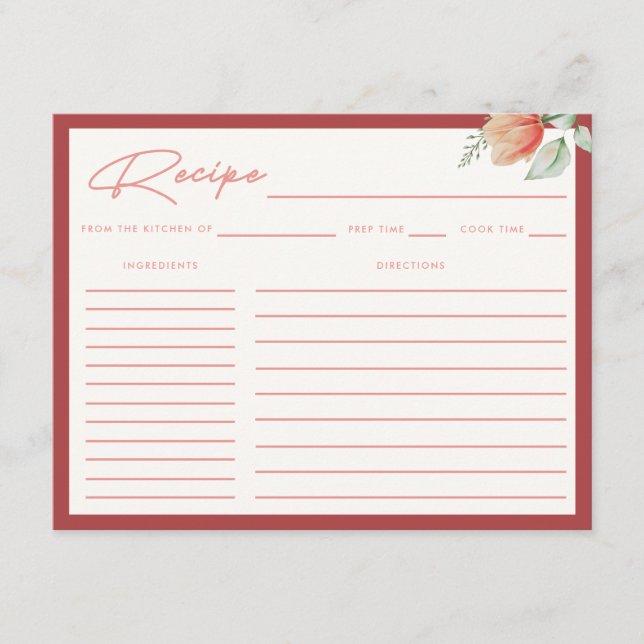 Elegant Modern Script Bridal Shower Recipe Enclosure Card (Front)